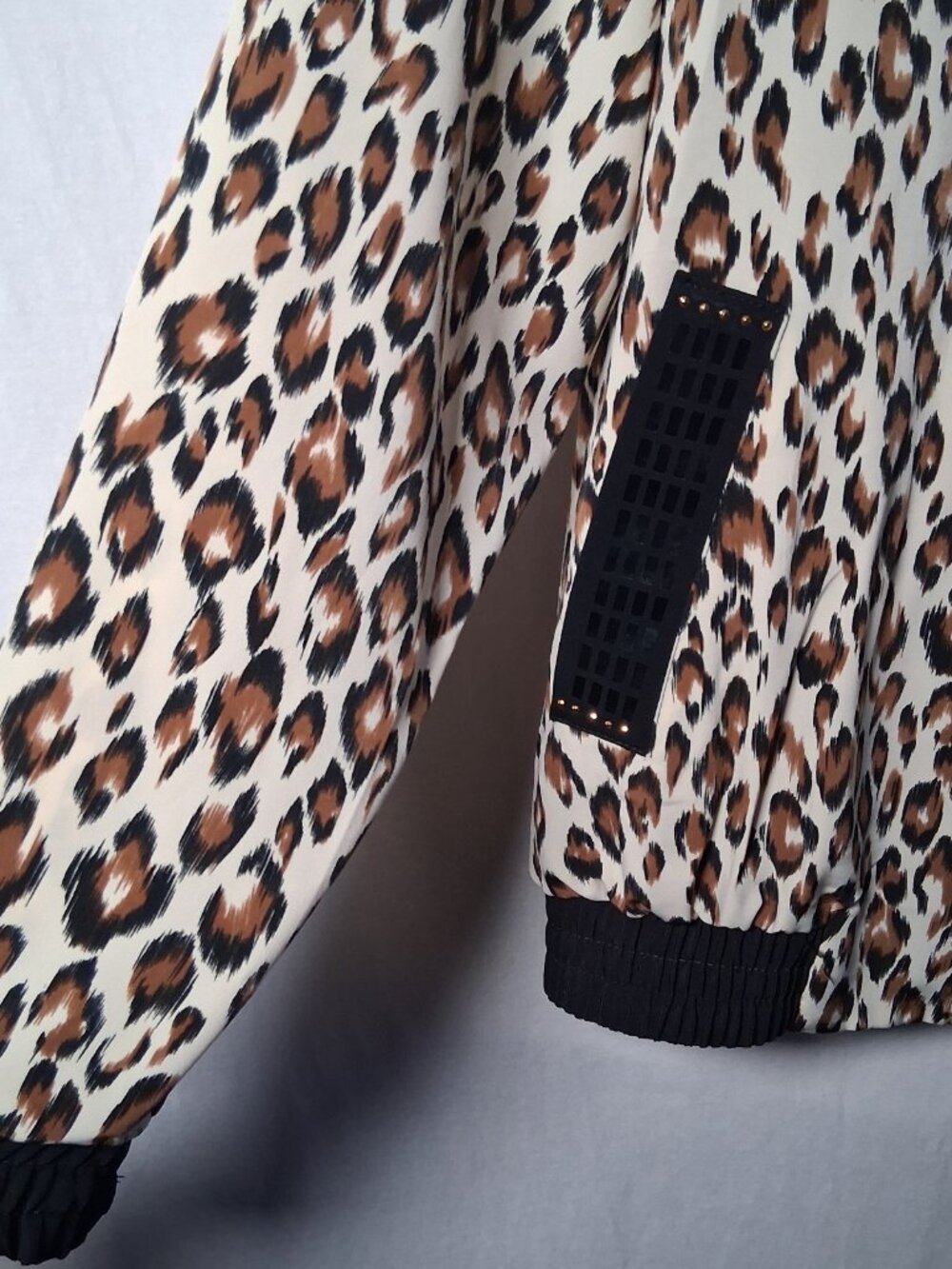 Vintage Just For Fun Jacket Small Cat Print Bling Oversized Leopard Lightweight - Picture 10 of 16